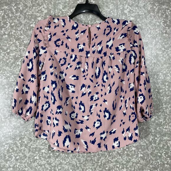 Juicy Couture Women's Pink Leopard Print Peasant Blouse - Size XS - Boho Chic - Picture 6 of 6